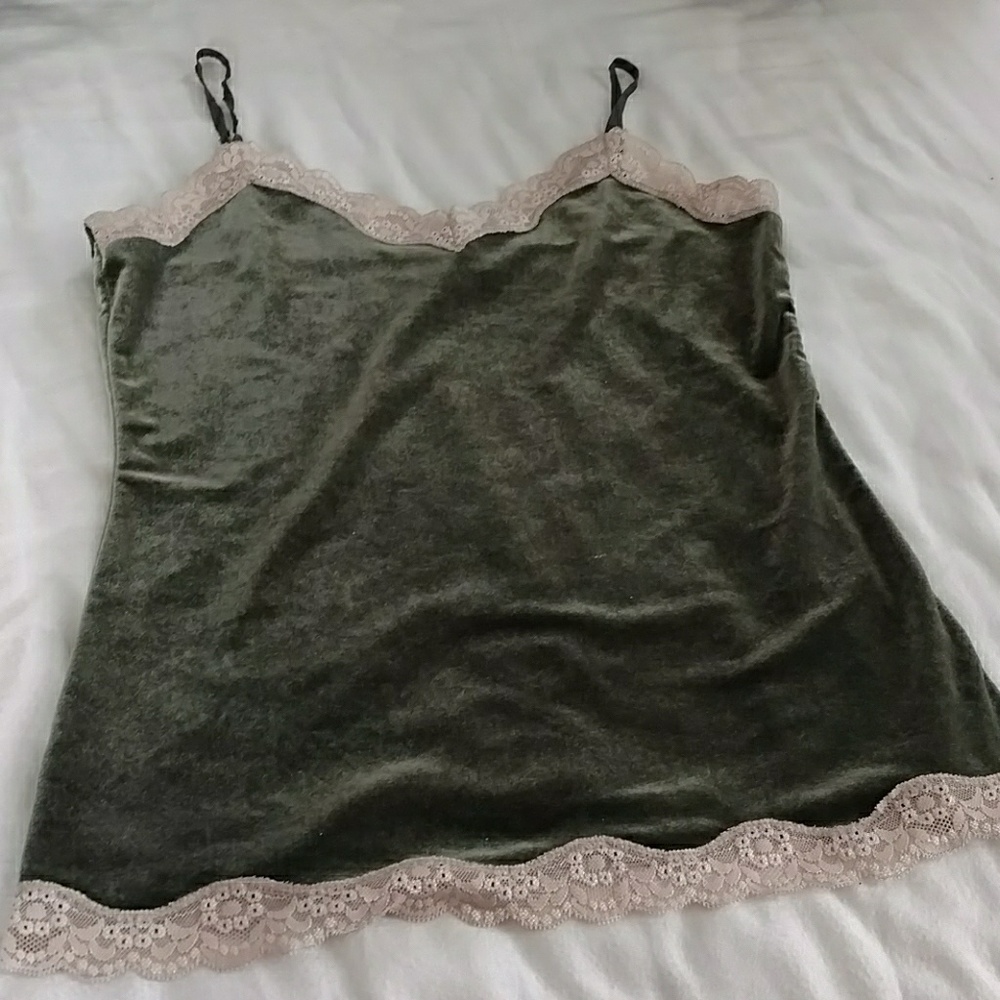 Ann Taylor Loft green velvet tank sz s